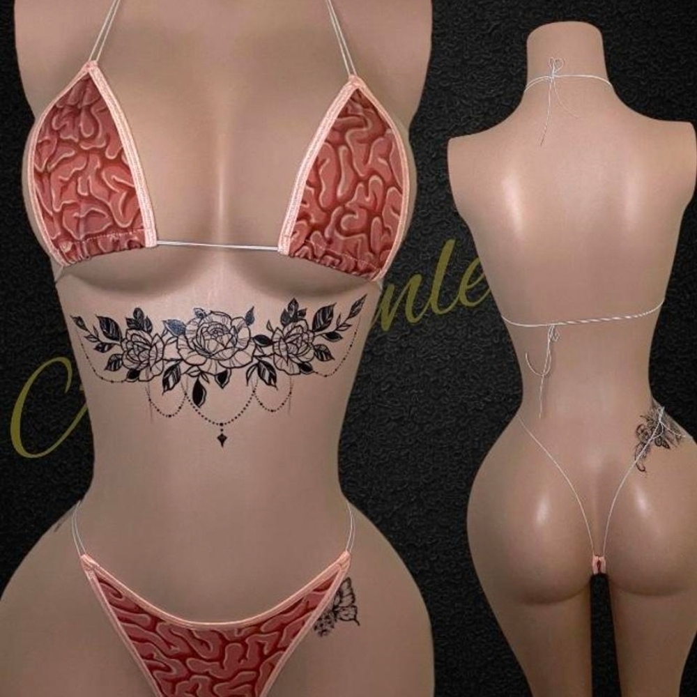 Pink and Red Bikini Set